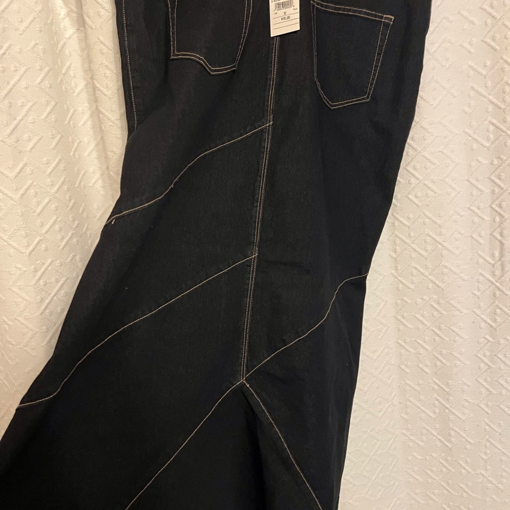 Simon Chang Charcoal Maxi Skirt with Stitch Detail - Picture 4 of 8
